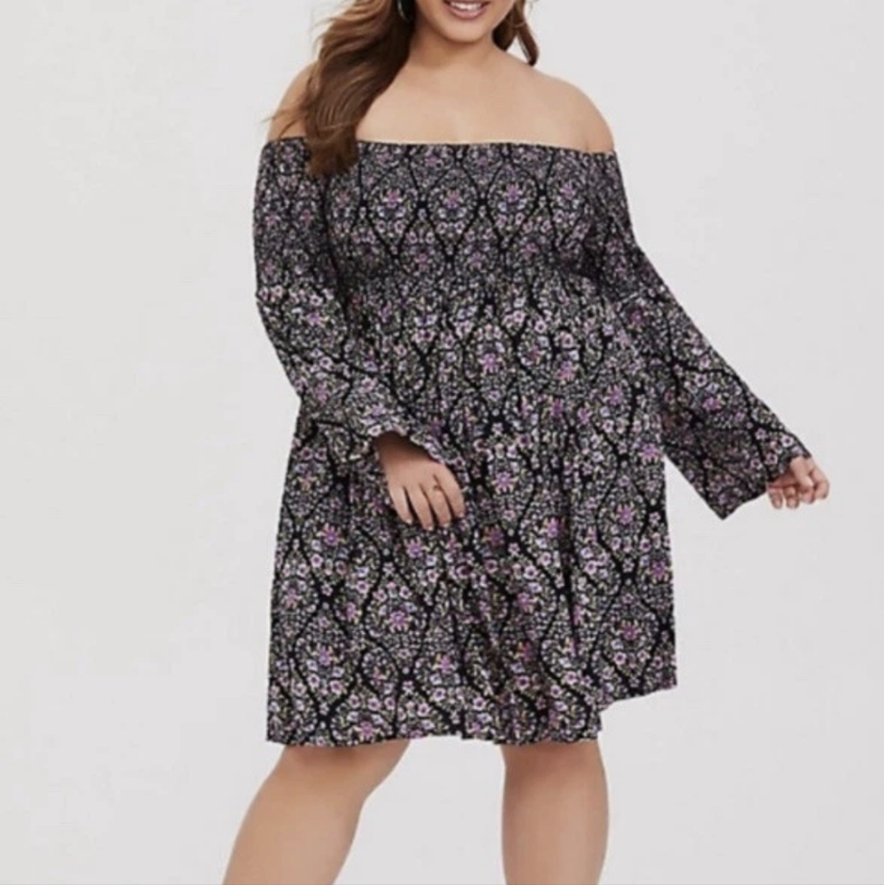 TORRID Floral Challis Smocked Skater Dress 1XL